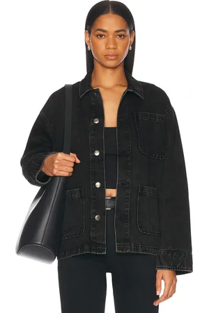Museum of Peace and Quiet Wordmark Chore Coat in Black Wash - Black. Size XL/1X (also in ).
