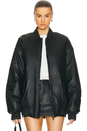 WARDROBE.NYC Leather Bomber Jacket in Black - Black. Size XS (also in M).