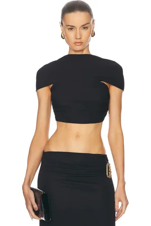 Casablanca Draped Crop Top in Black - Black. Size S (also in ).
