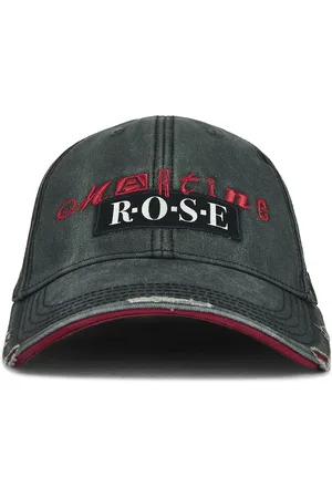 MARTINE ROSE Roll Back Cap in Grey & Red - Grey. Size all.