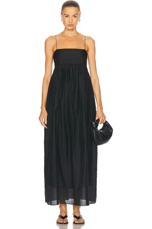 MATTEAU Empire Pintuck Bodice Dress in Black - Black. Size 3 (also in 4).