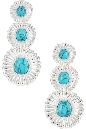 Retrofete Orabella Earring in Turquoise & Silver - Teal. Size all.