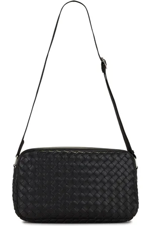 Bottega Veneta Bottega Large Classic Intrecciato Camera Bag in Black & Silver - Black. Size all.