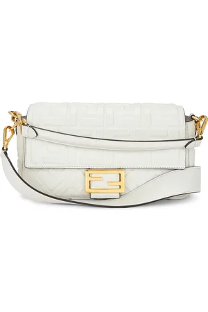 Fendi Zucca Mama Baguette Shoulder Bag in White - White. Size all.