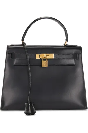 Hermès 1987 Box Kelly 28 Handbag in Black - Black. Size all.
