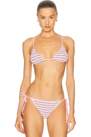 Bond Eye Luana Triangle Bikini Top in Pastel Pink Stripe - Pink. Size all.