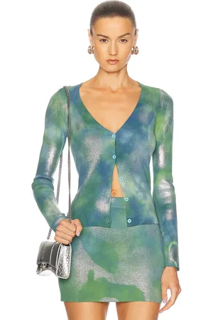 Diesel Long Sleeve Cardigan in Green & Blue - Green. Size M (also in S, XS).