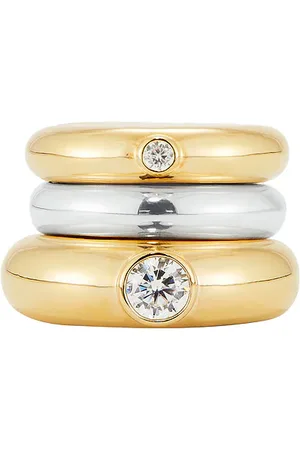 mega Zirconia Stacking Donut Ring in 14k Yellow Gold Plated - Metallic Gold. Size 5 (also in ).