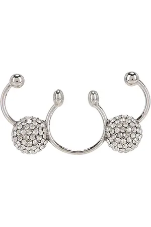 VALENTINO GARAVANI Nose Ring in Palladium & Crystal - Metallic Silver. Size all.