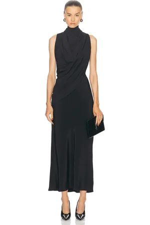 BRANDON MAXWELL Frida Draped Sleeveless Dress in Black - Black. Size 2 (also in ).