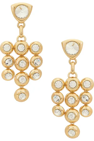 AREA Crystal Chandelier Earrings in Gold - Metallic Gold. Size all.