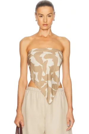 ENZA COSTA Scarf Top in Floral Camo - Beige. Size all.