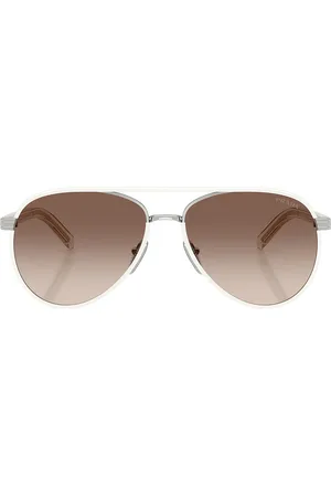 Prada Aviator Sunglasses in Silver - Metallic Silver. Size all.
