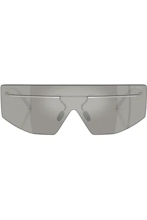 Prada Shield Sunglasses in Silver - Metallic Silver. Size all.