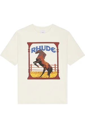 Rhude Cadre Tee in Vintage White - White. Size L (also in M, S).