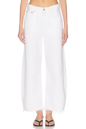 AGOLDE Low Curve Fray in Milkshake - White. Size 23 (also in 24, 25, 26, 27, 28, 29, 30, 31, 32).
