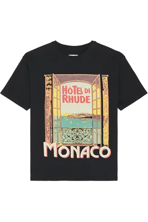 Rhude Hotel Di Monaco Tee in Vintage Black - Black. Size L (also in M, S).
