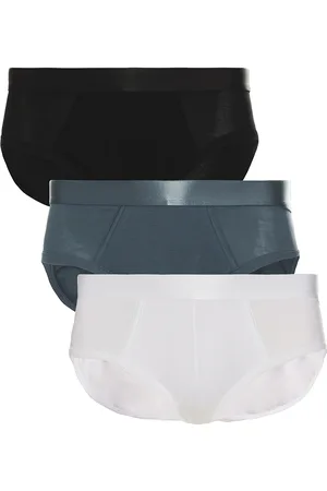 CDLP 3 X Y Briefs in Black Steel Blue & White - Blue. Size L (also in M, XL/1X).