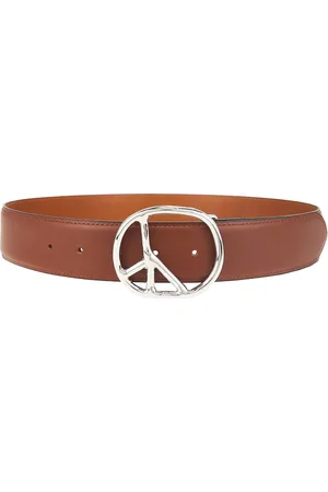 Pins & Needles Peace Steer Leather Buckle Belt in Brown - Brown. Size 30 (also in 34, 36).