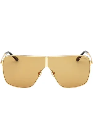 Tom Ford Huxley Sunglasses in Shiny Deep Gold & Amber - Metallic Gold. Size all.
