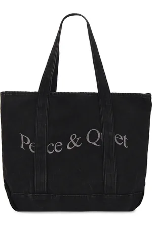 Museum of Peace and Quiet Wordmark Denim Boat Tote in Black Wash - Black. Size all.