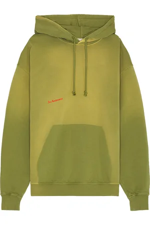 J.W.Anderson Aged Logo Hoodie in Olive - Green. Size L (also in M, S, XL/1X).