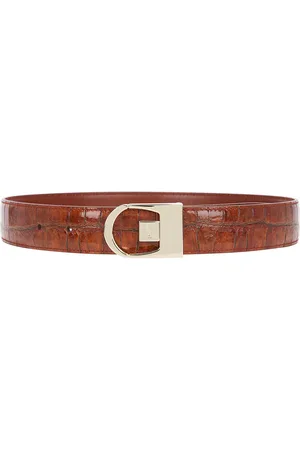 Saint Laurent Ceinture Reversible Belt in Vegetal Brown & Dark Wet Clay - Cognac. Size 65 (also in 70, 75, 80, 85, 90).