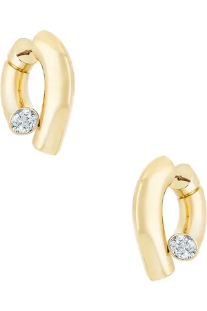 Tabayer Oera Diamond Hoop Earrings in 18k Yellow Gold & Diamond - Metallic Gold. Size all.