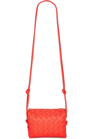 Bottega Veneta Mini Loop Shoulder Bag in Sunburst & Gold - Tangerine. Size all.