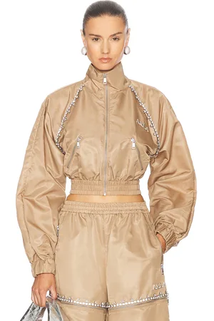 AREA Crystal Trim Track Jacket in Camel - Tan. Size M (also in ).