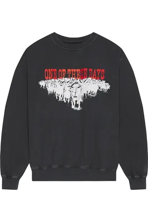 One Of These Days Stampede Crew Neck Sweatshirt in Washed Black - Black. Size M (also in S, XL/1X, XXL/2X).