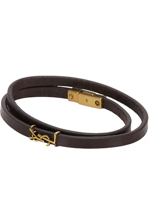 Saint Laurent Double Wrap Bracelet in Mountain Rock - Brown. Size L (also in M, S).