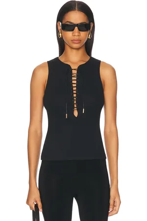 Givenchy Lace Up Tank Top in Black - Black. Size L (also in M, S, XS).