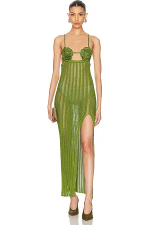 Casablanca Crochet Long Dress in Green - Green. Size L (also in M).