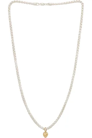 LOREN STEWART Gordita Heart Necklace in 14k Yellow Gold & Sterling Silver - Metallic Silver. Size all.