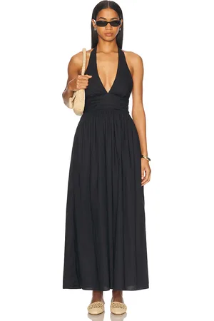 MATTEAU Plunge Halter Dress in Black - Black. Size 1 (also in 2, 4).