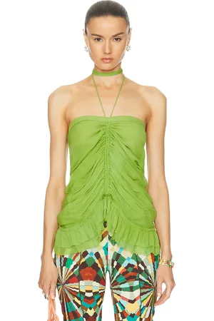 SIEDRES Niss Halterneck Top in Green - Green. Size 38 (also in ).