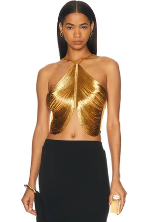 Cult Gaia Quella Knit Top in Gold - Metallic Gold. Size M (also in ).