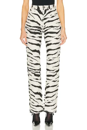 Alaïa Straight Pants in Creme & Noir Brule - Black,White. Size 38 (also in ).