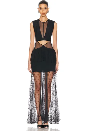 Stella McCartney Chantilly Lace Maxi Dress in Black - Black. Size 36 (also in 38).