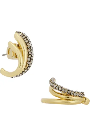 DEMARSON Whitley Crawler Ear Cuff in Gold Silver & Crystal - Metallic Gold. Size all.