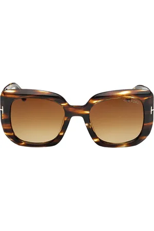 Tom Ford Carla-02 Sunglasses in Shiny Brown Striped Honey & Gradient Brown - Brown. Size all.