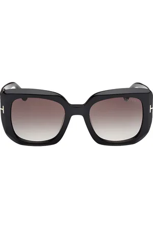 Tom Ford Carla-02 Sunglasses in Shiny Black & Gradient Smoke - Black. Size all.