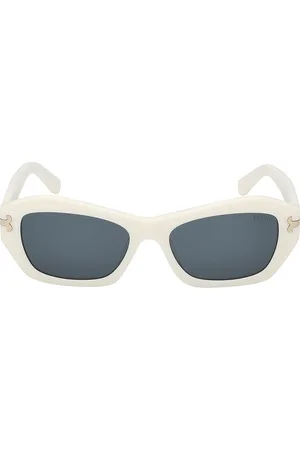 Emilio Pucci Geometric Sunglasses in Shiny White & Blue - White. Size all.