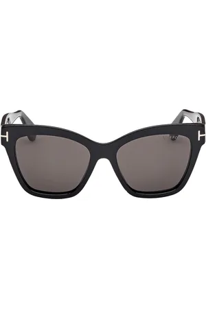 Tom Ford Elvira Sunglasses in Shiny Black & Smoke - Black. Size all.