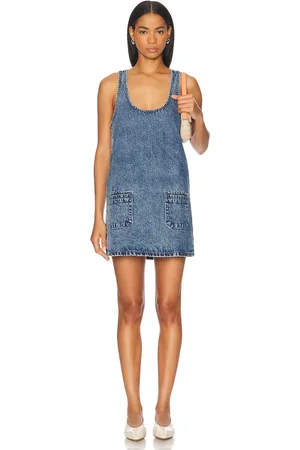SER.O.YA Rayna Overall Dress in Lakeside - Blue. Size L (also in M, S, XL, XS).