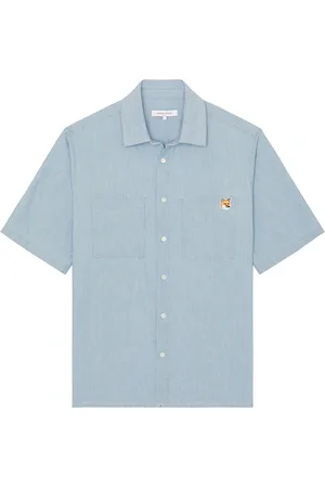 Maison Kitsuné Relaxed Short Sleeve Shirt in Indigo - Blue. Size L (also in M, S).