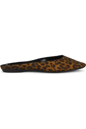 Saint Laurent Lido Flat Mule in Manto Naturale - Brown. Size 36 (also in 36.5, 37, 37.5, 38, 38.5, 39, 39.5, 41, 42).