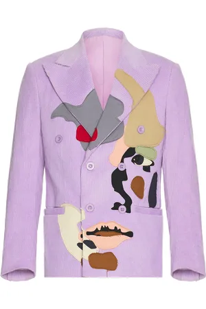 KIDSUPER STUDIOS Patchwork Face Corduroy Suit Top in Purple - Lavender. Size L (also in M, S, XL).