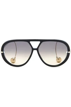 Bottega Veneta Drop Sunglasses in Black Silver & Brown - Black. Size all.